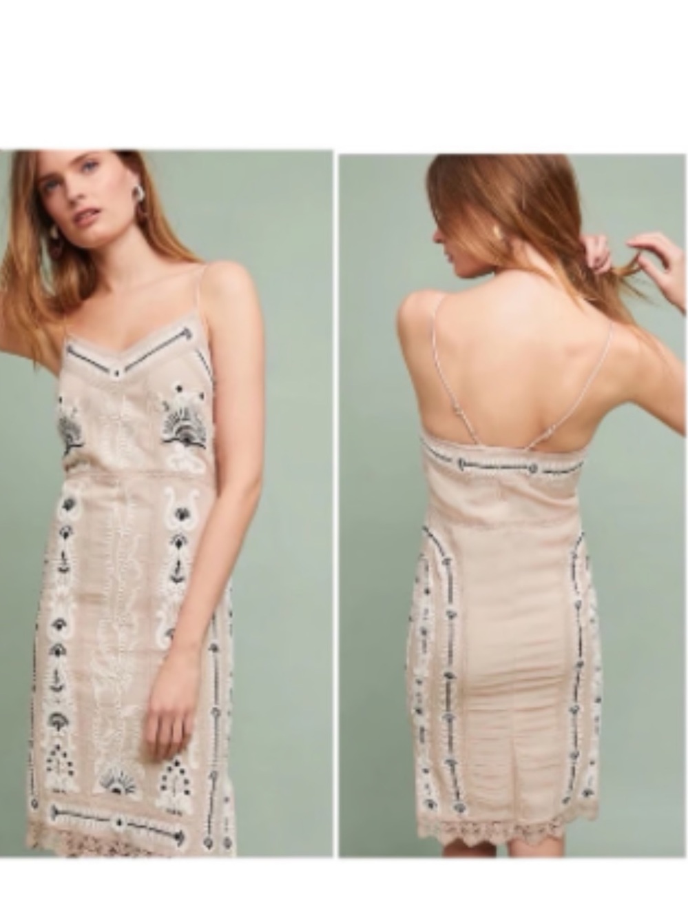 Anthropologie Maeve embroidered slip dress- worn about 2-3 times. 158 retail